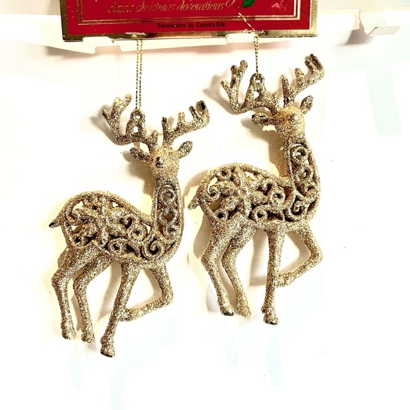 2 Christmas Gold Reindeer Tree Ornaments Christmas Decoration - NWT Gift… - Picture 1 of 8